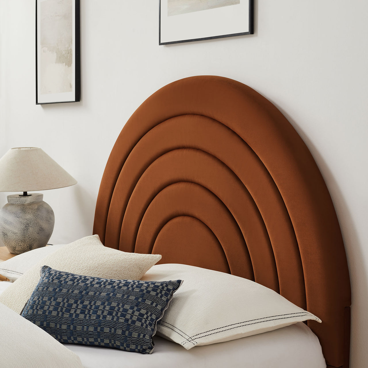 Firmament Upholstered Velvet Full Platform Bed, Terracotta