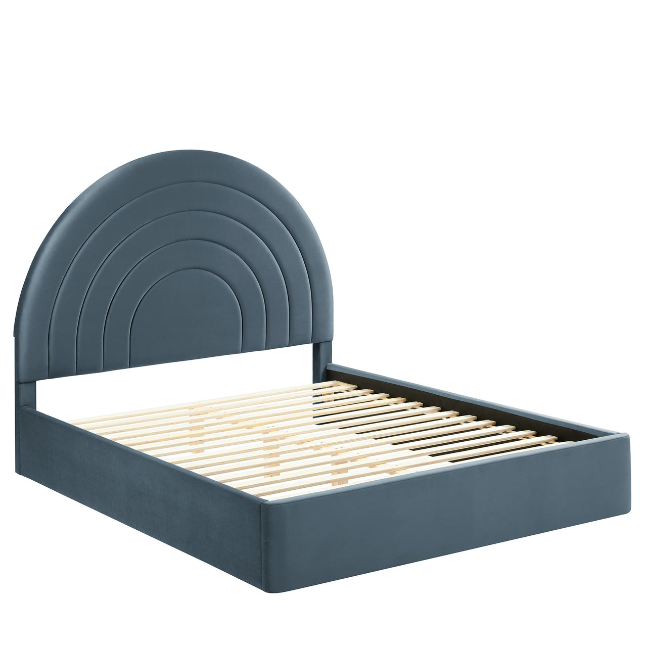 Firmament Upholstered Velvet Queen Platform Bed, Slate