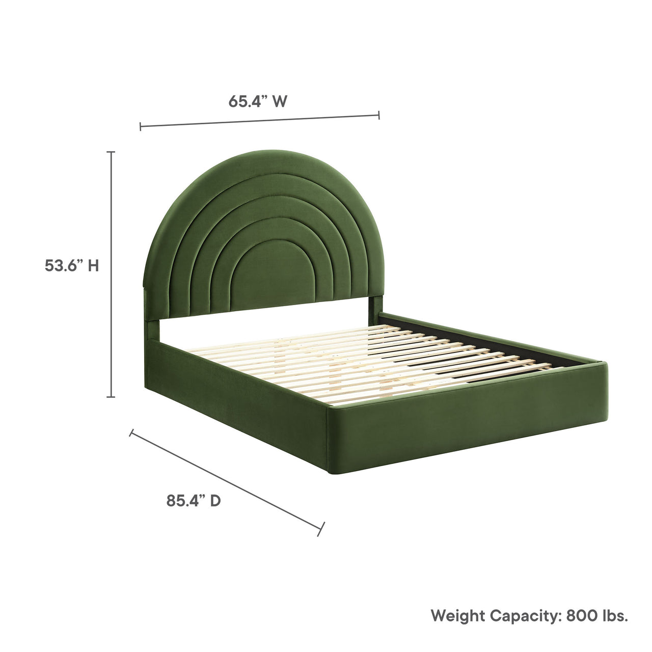 Firmament Upholstered Velvet Queen Platform Bed, Basil