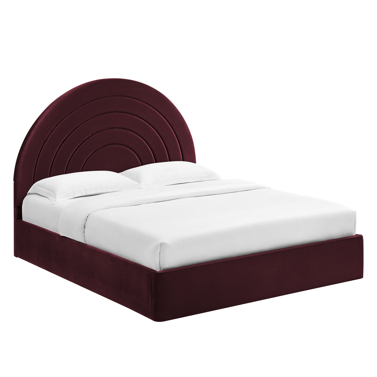 Firmament Upholstered Velvet Queen Platform Bed, Wine