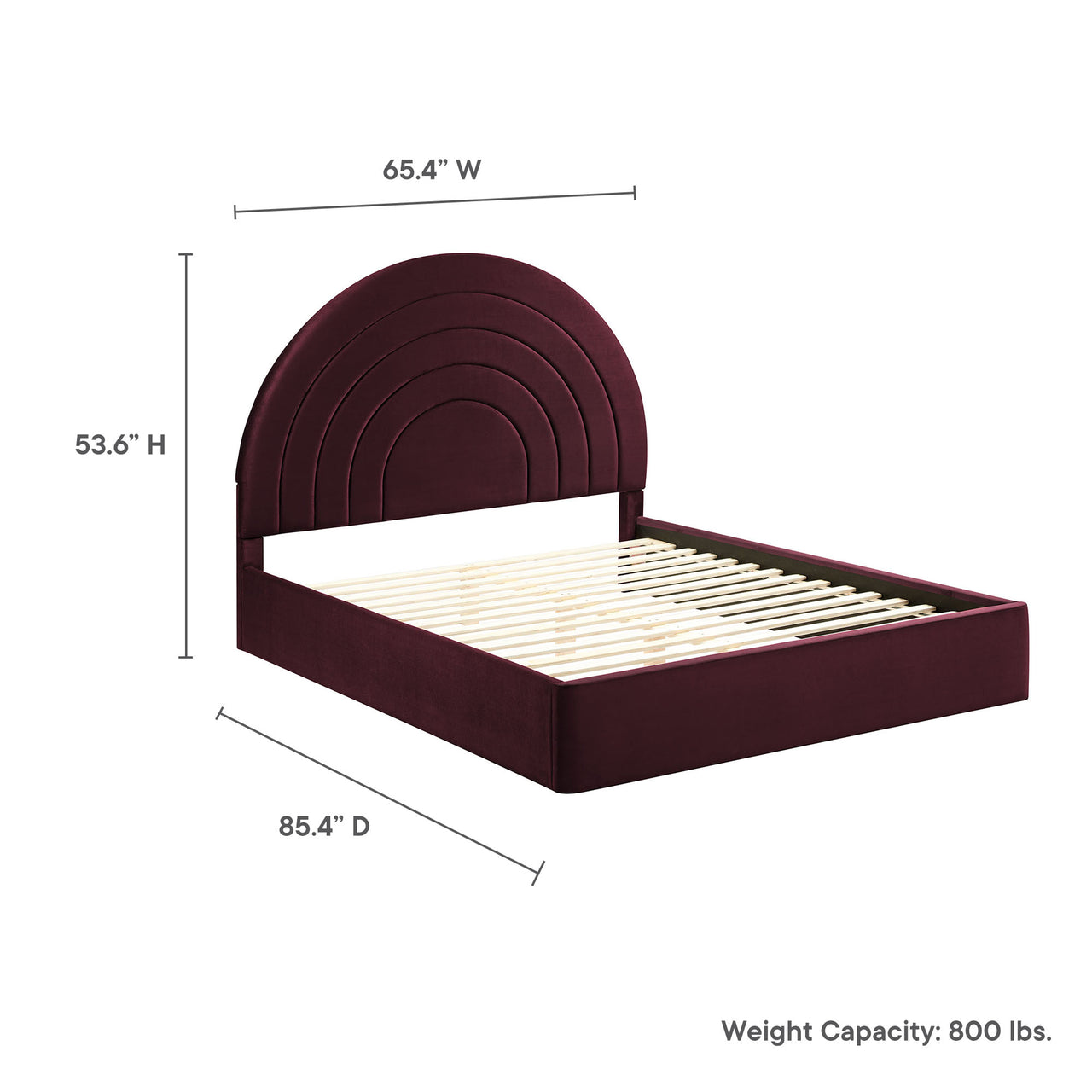 Firmament Upholstered Velvet Queen Platform Bed, Wine