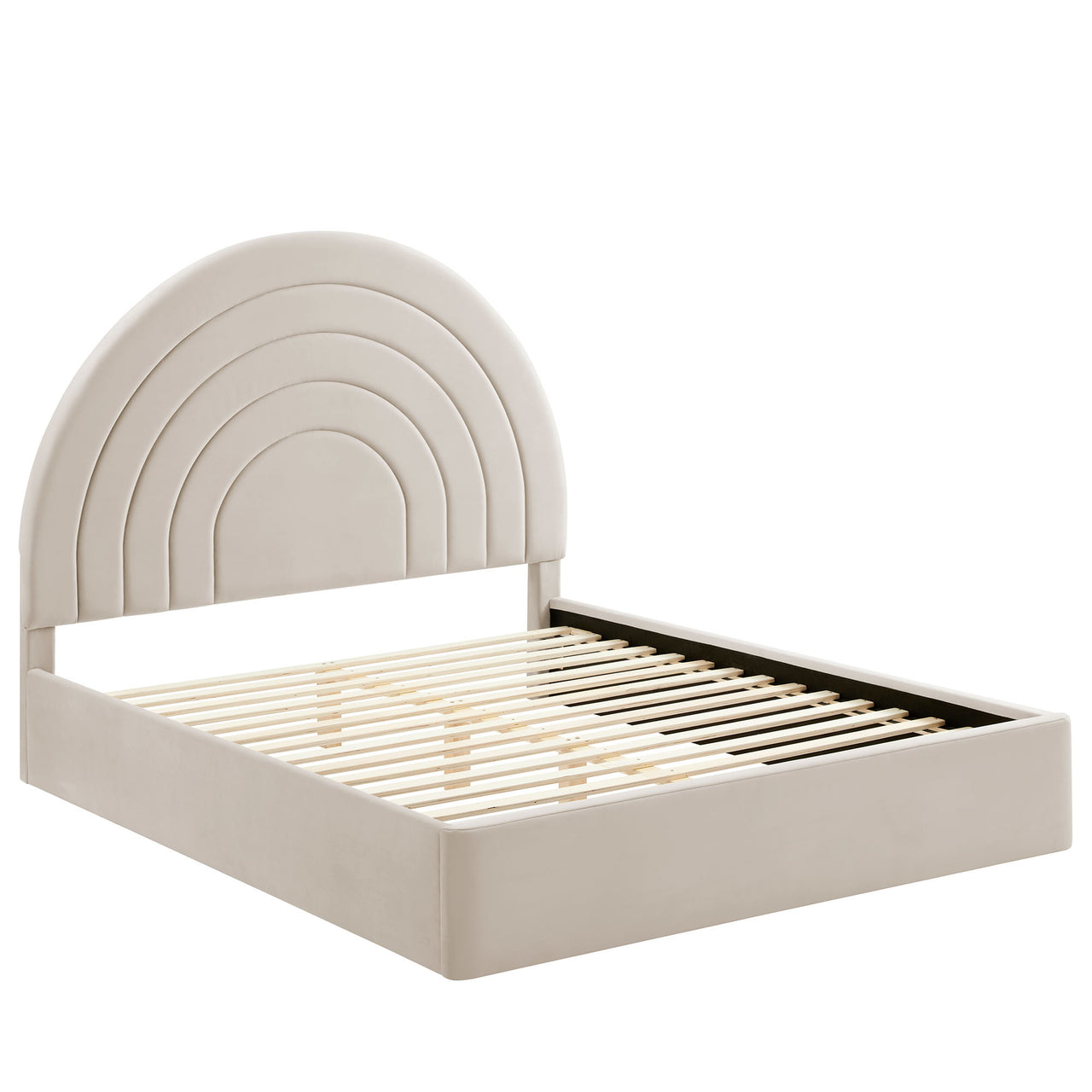 Firmament Upholstered Velvet King Platform Bed, Almond