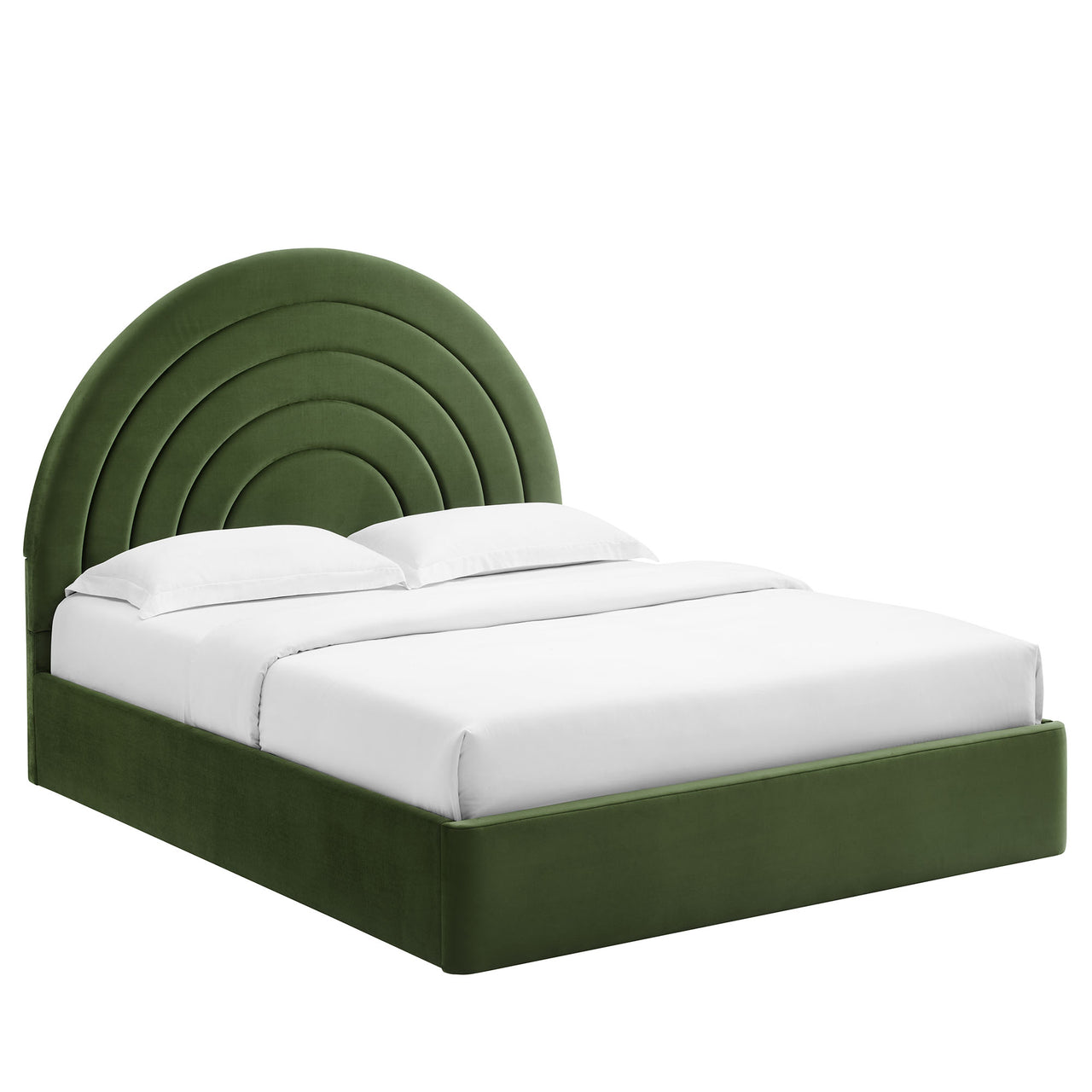 Firmament Upholstered Velvet King Platform Bed, Basil
