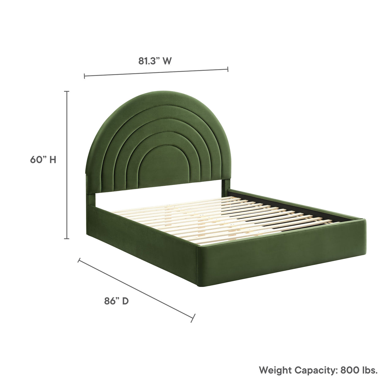 Firmament Upholstered Velvet King Platform Bed, Basil