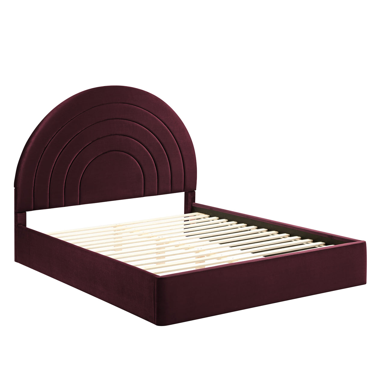 Firmament Upholstered Velvet King Platform Bed, Wine