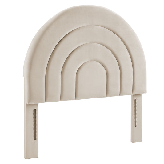 Firmament Upholstered Velvet Twin Headboard, Almond