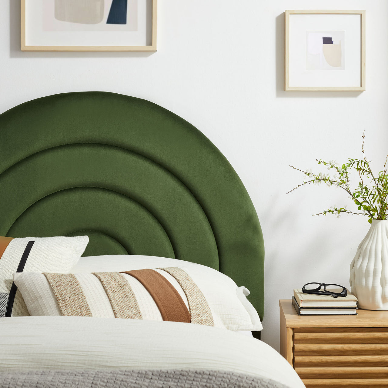 Firmament Upholstered Velvet Twin Headboard, Basil