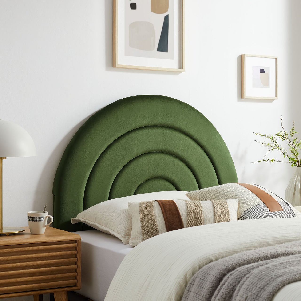 Firmament Upholstered Velvet Twin Headboard, Basil