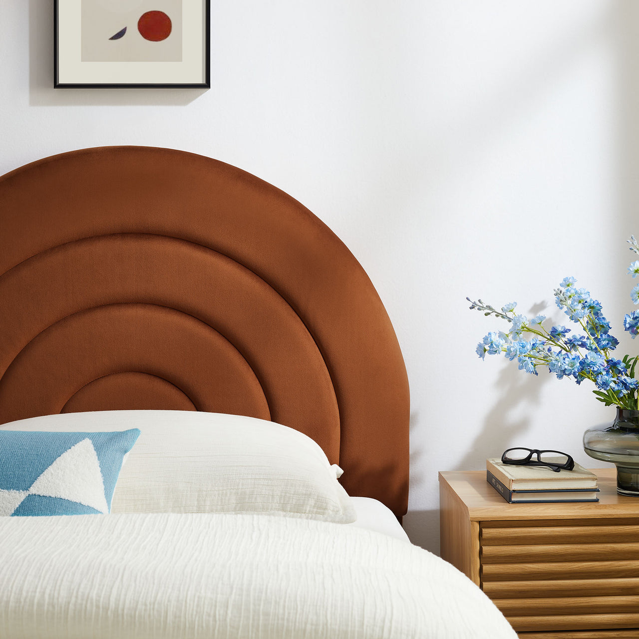 Firmament Upholstered Velvet Twin Headboard, Terracotta