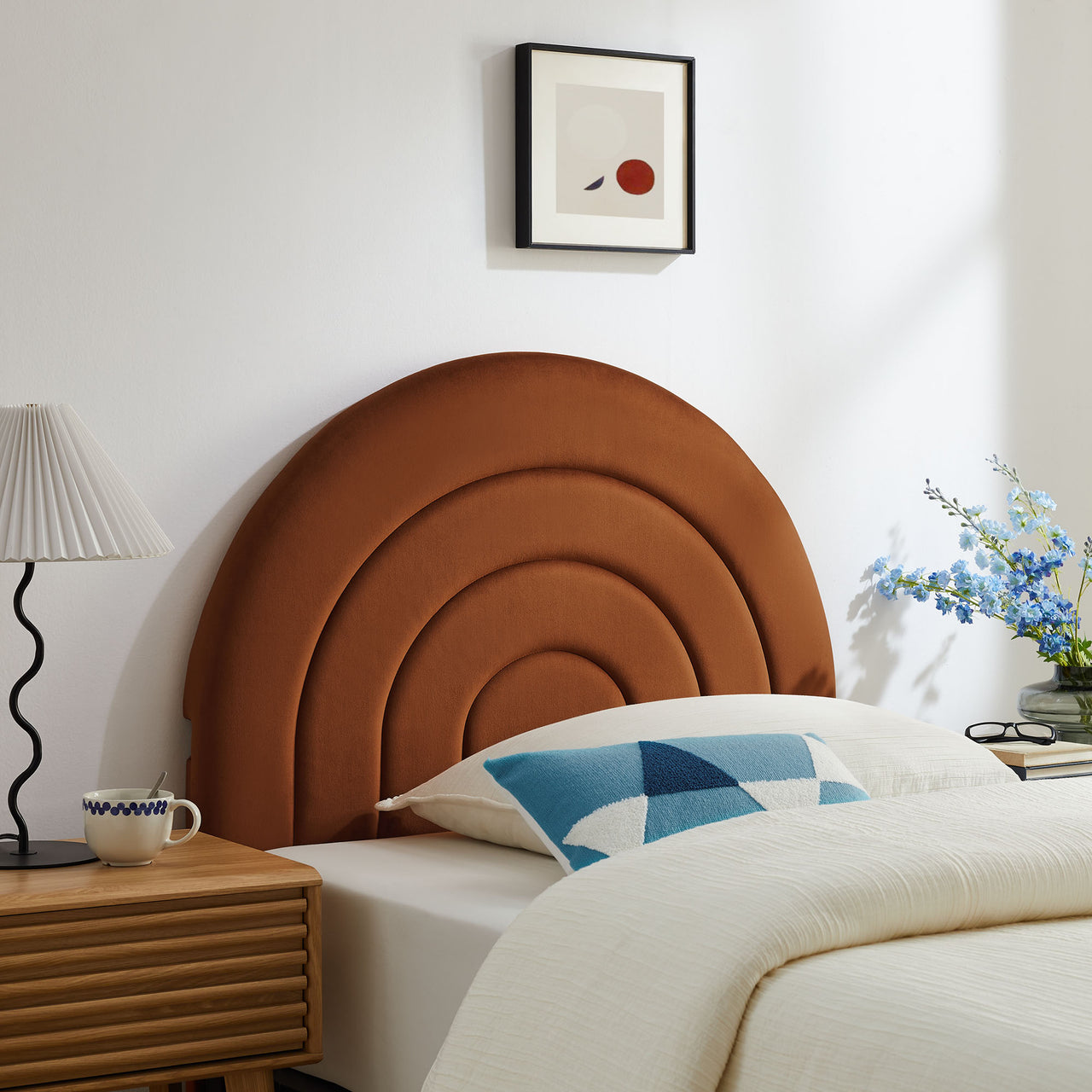 Firmament Upholstered Velvet Twin Headboard, Terracotta