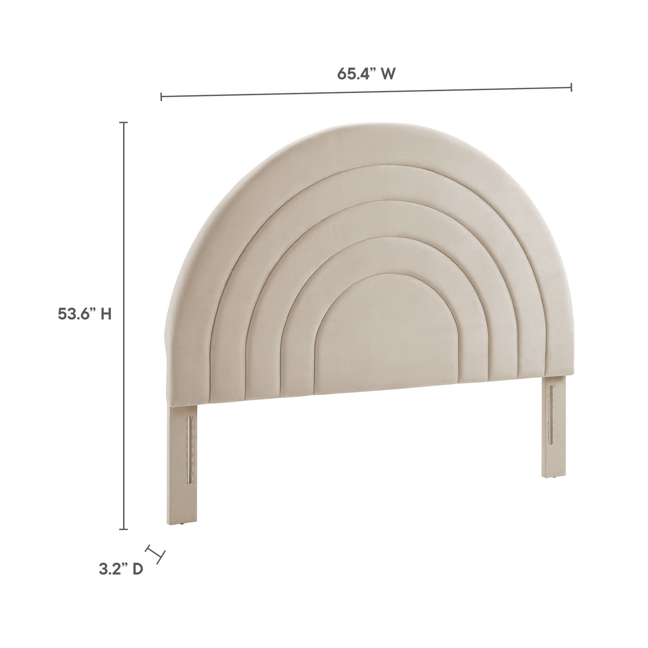 Solana Arched Performance Velvet Queen Headboard, Almond