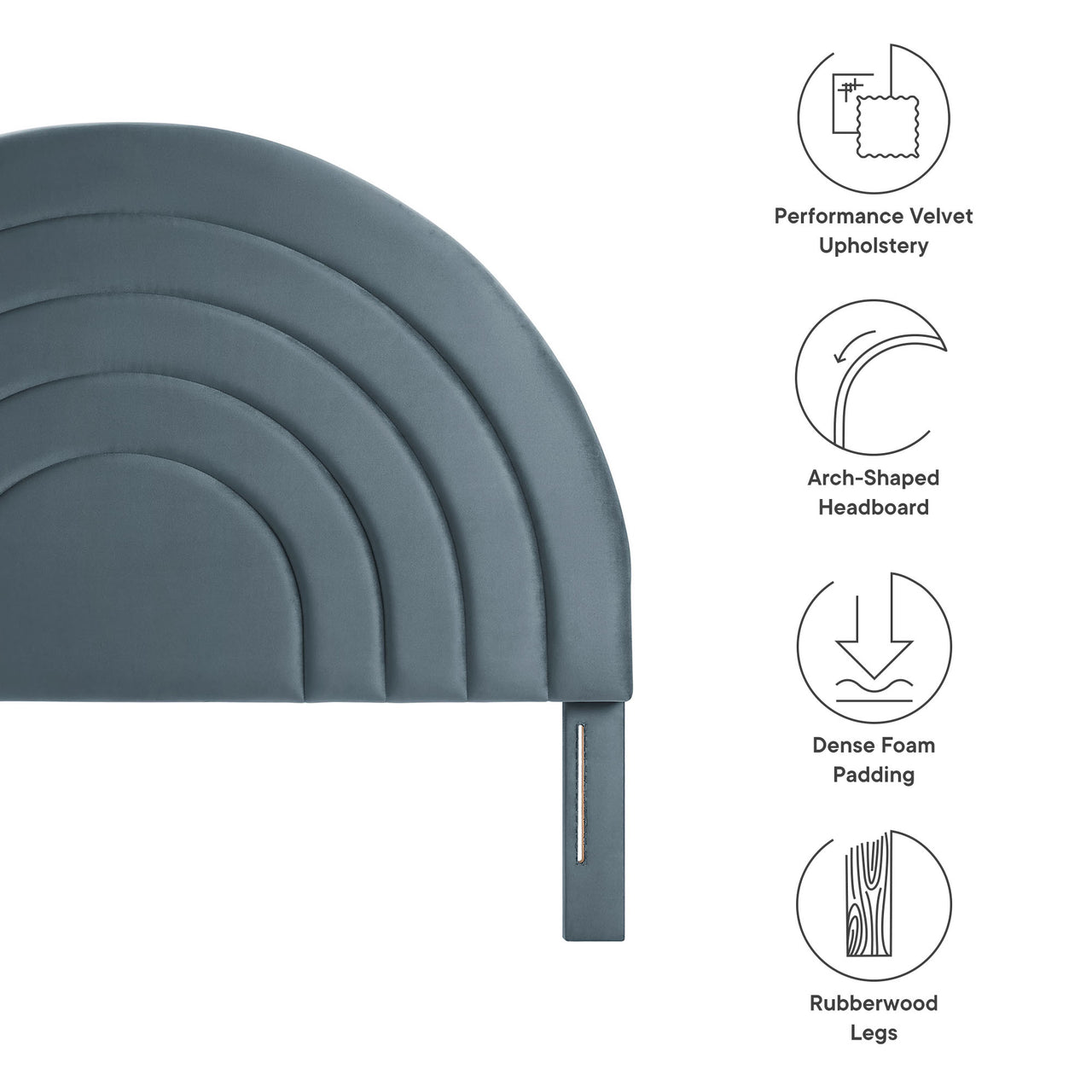 Firmament Upholstered Velvet Queen Headboard, Slate