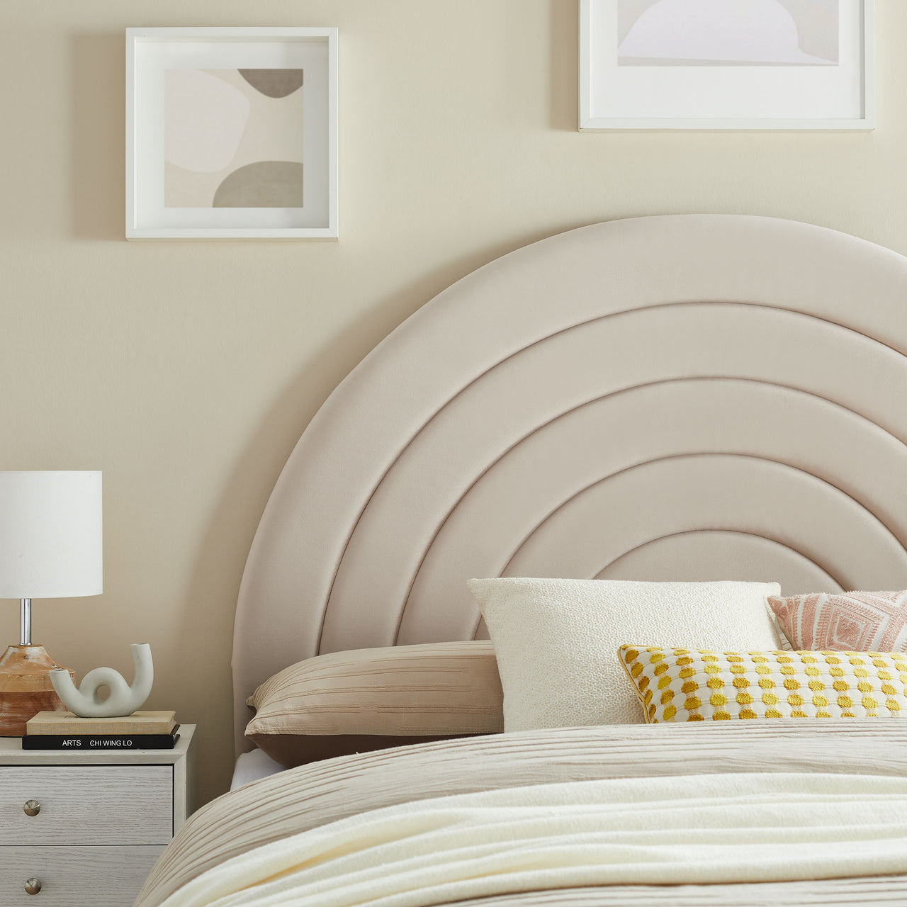 Firmament Upholstered Velvet King Headboard, Almond