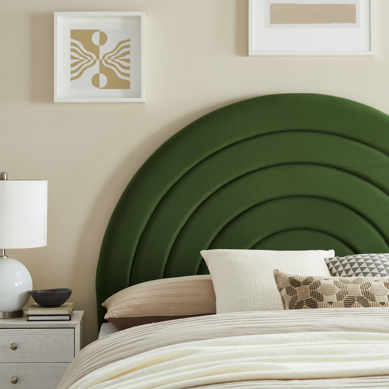 Firmament Upholstered Velvet King Headboard, Basil