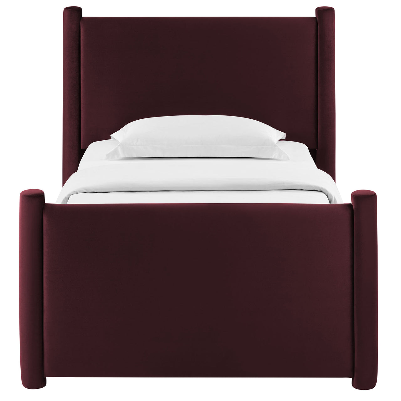 Rafael Upholstered Velvet Twin Platform Bed, Wine