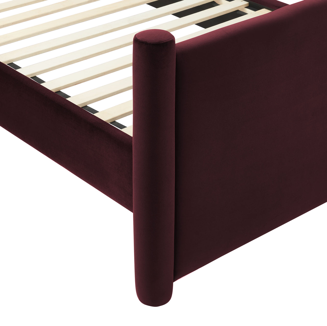 Rafael Upholstered Velvet Twin Platform Bed, Wine