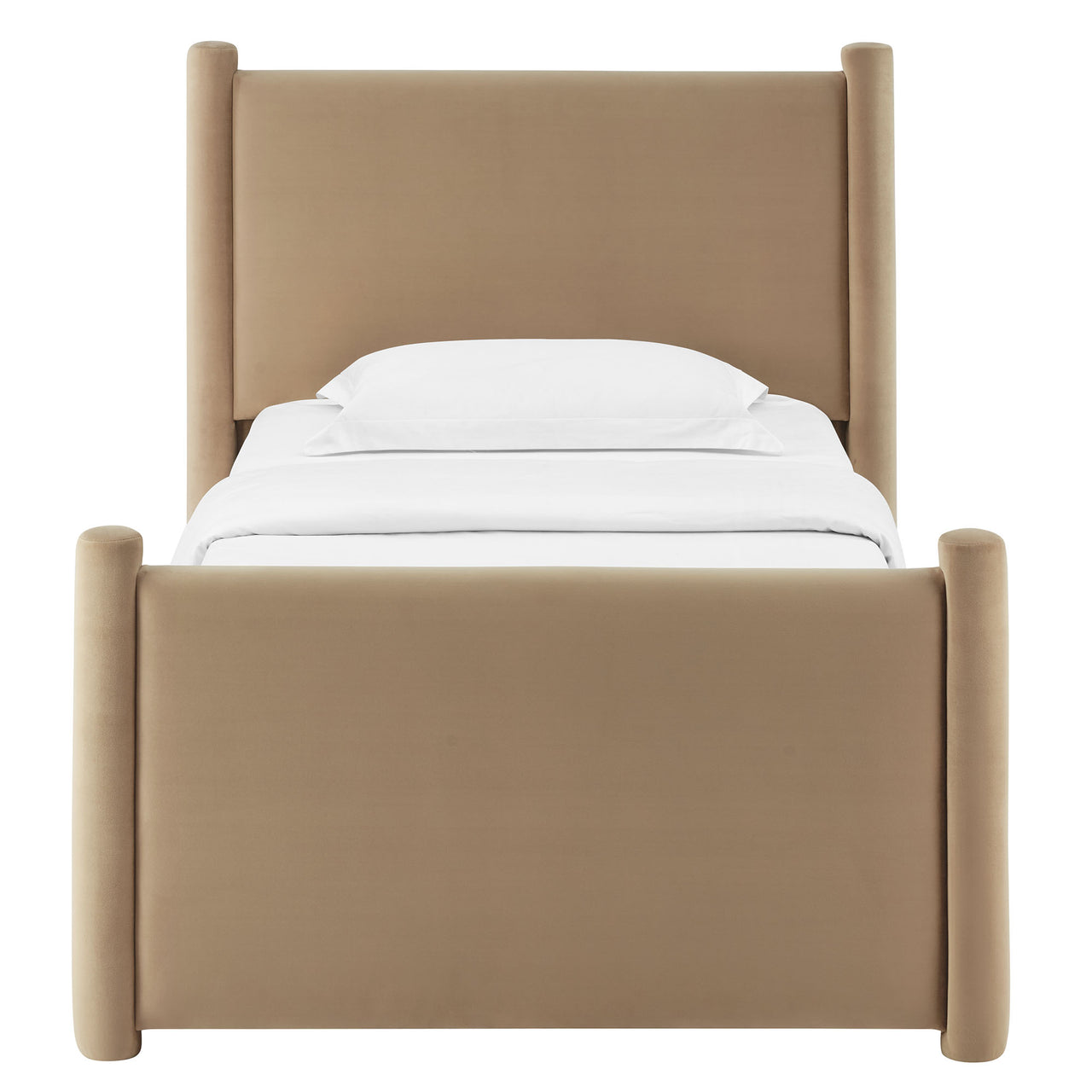 Rafael Upholstered Velvet Twin Platform Bed, Taupe