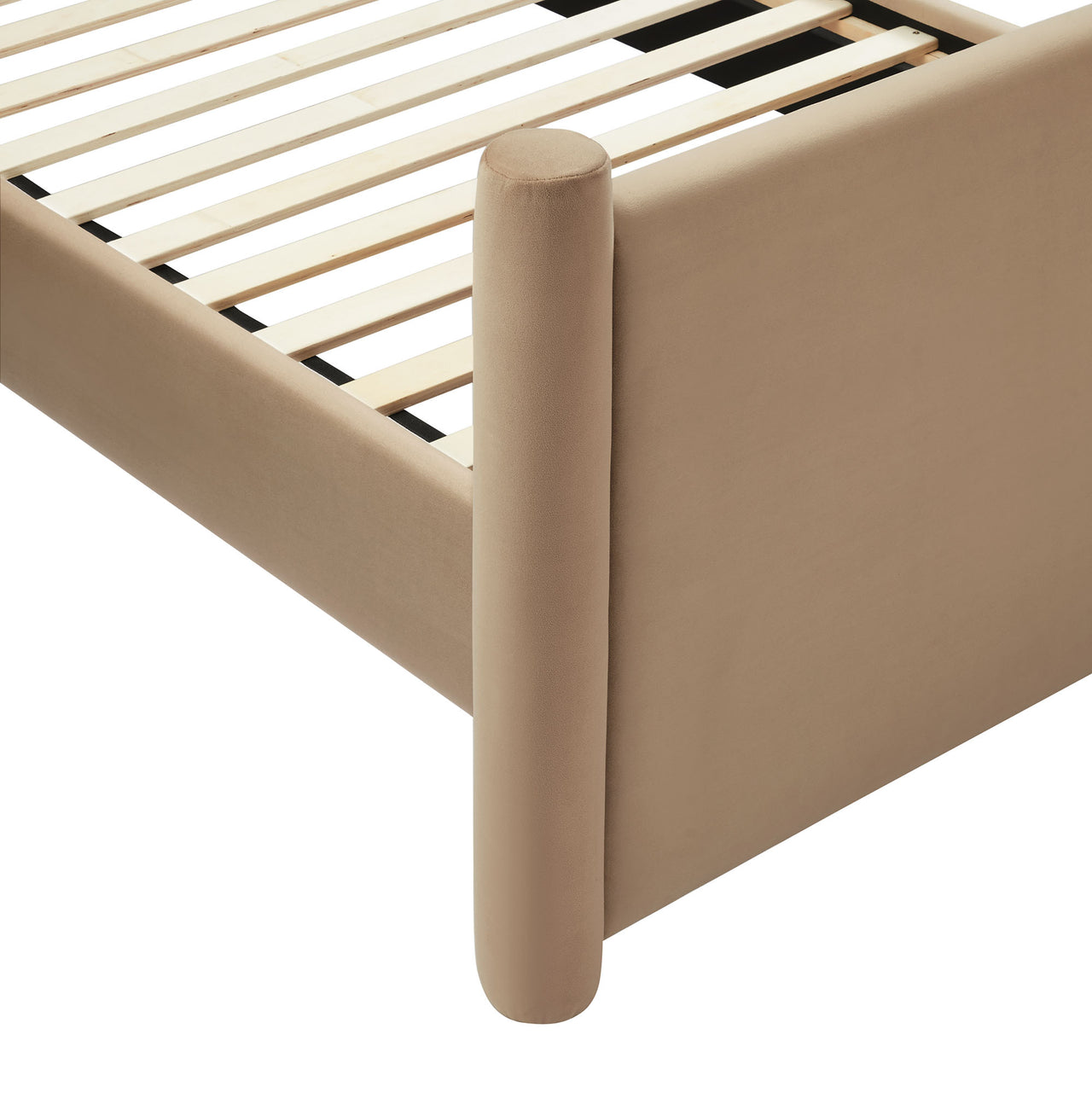 Rafael Upholstered Velvet Twin Platform Bed, Taupe