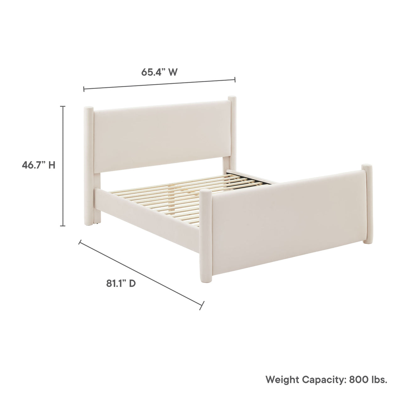 Rafael Upholstered Velvet Full Platform Bed, Chalk