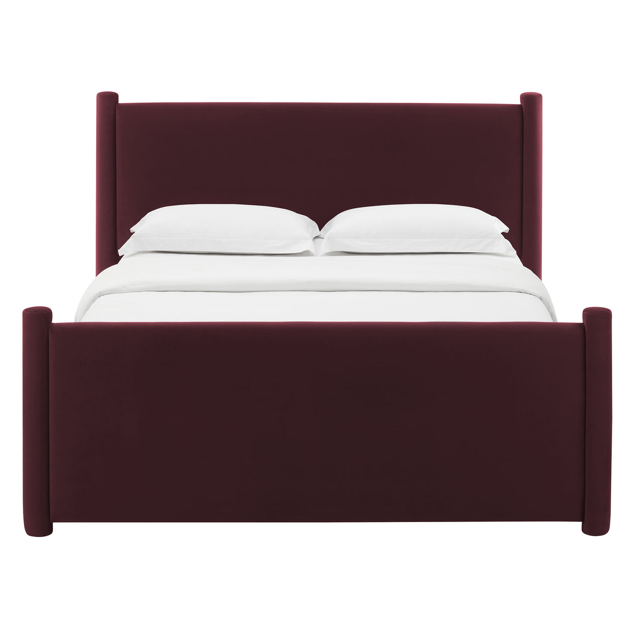 Rafael Upholstered Velvet Full Platform Bed, Wine