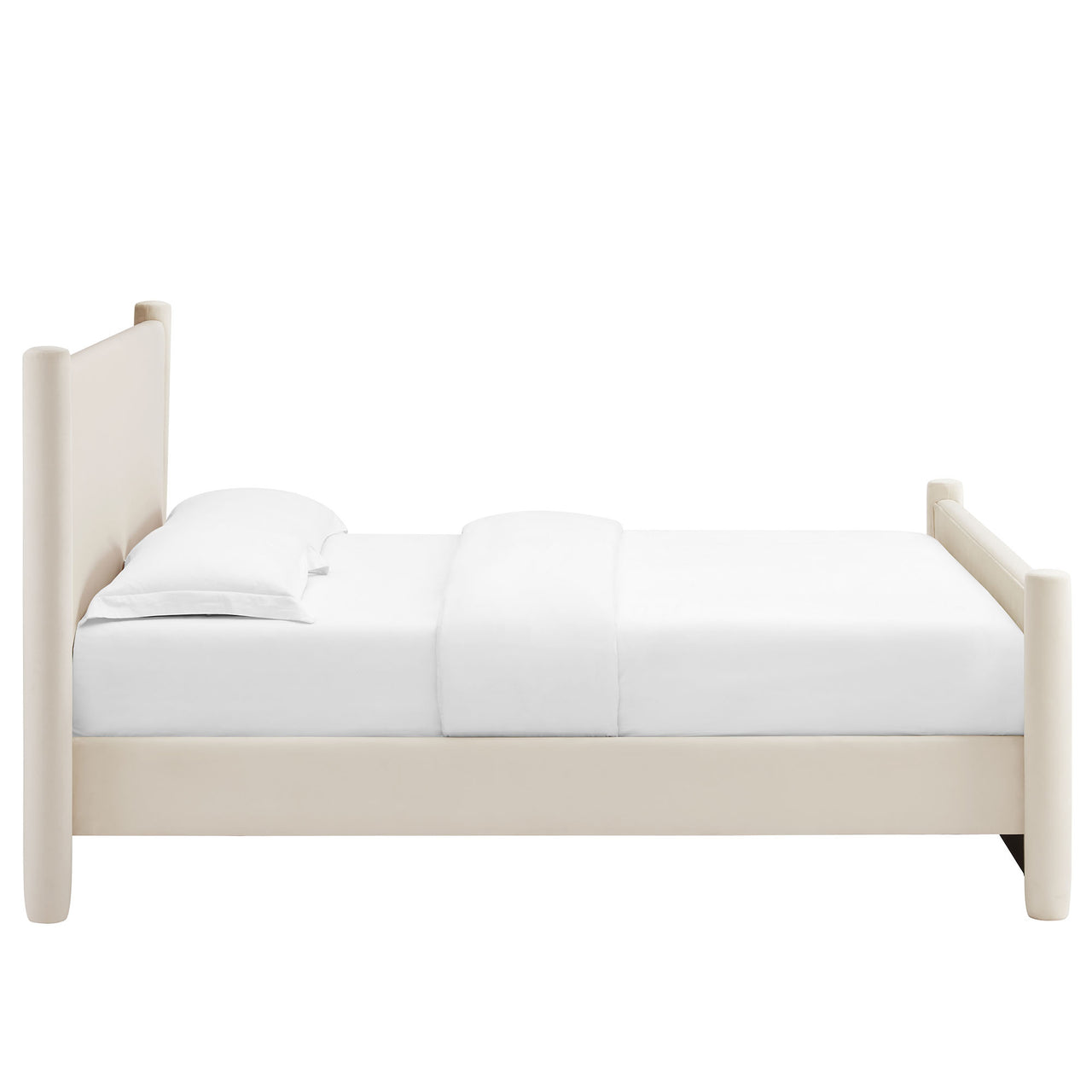 Rafael Upholstered Velvet Queen Platform Bed, Chalk
