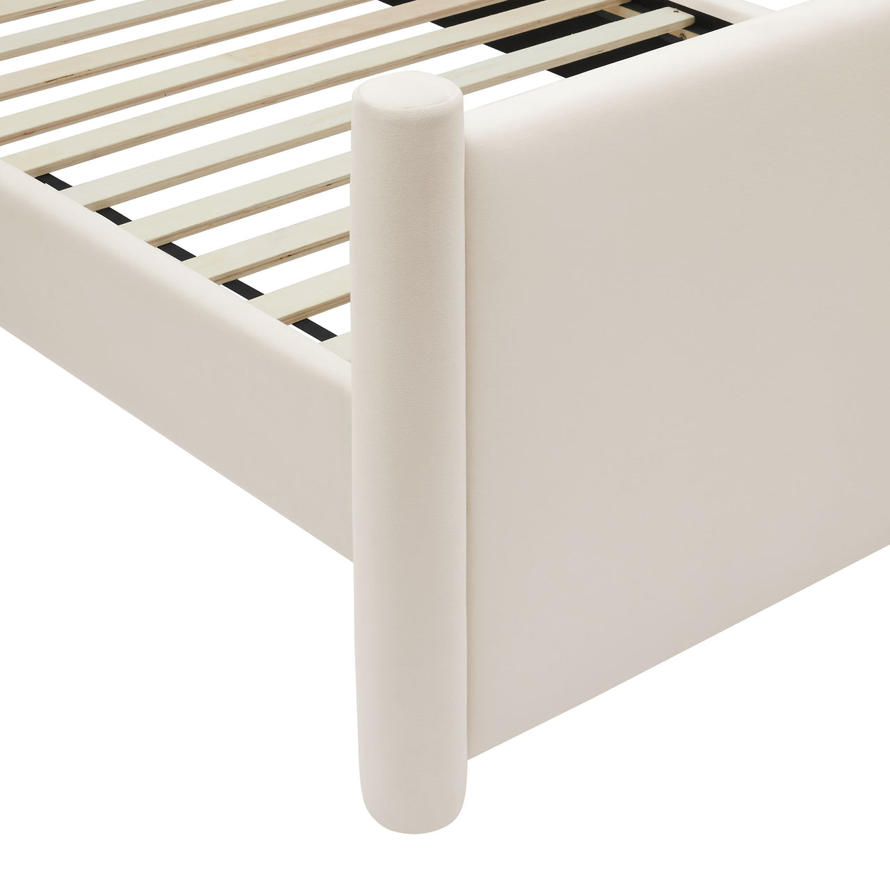 Rafael Upholstered Velvet Queen Platform Bed, Chalk