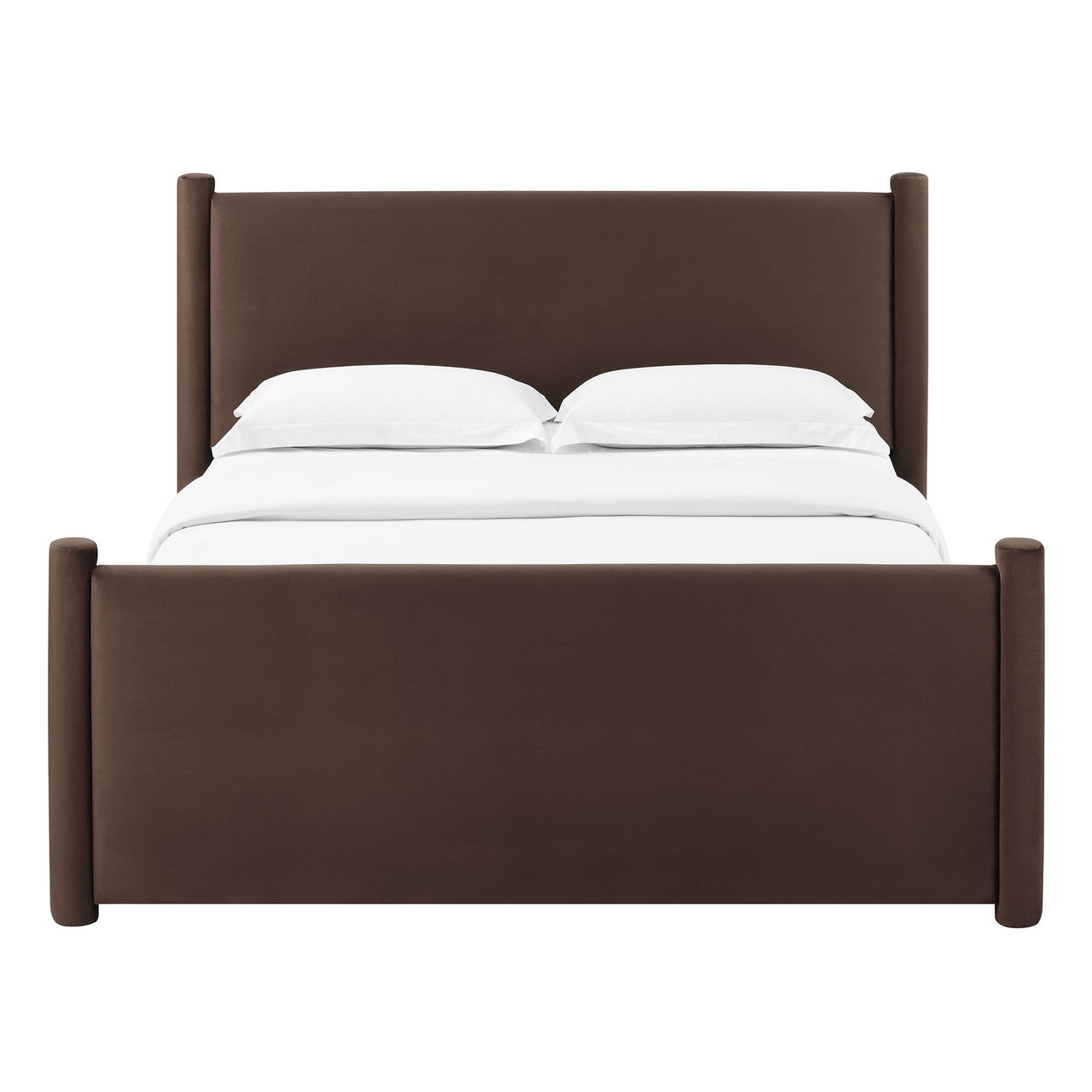 Rafael Upholstered Velvet King Platform Bed, Chocolate Brown