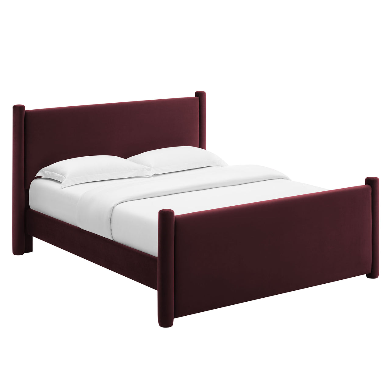 Rafael Upholstered Velvet King Platform Bed, Wine