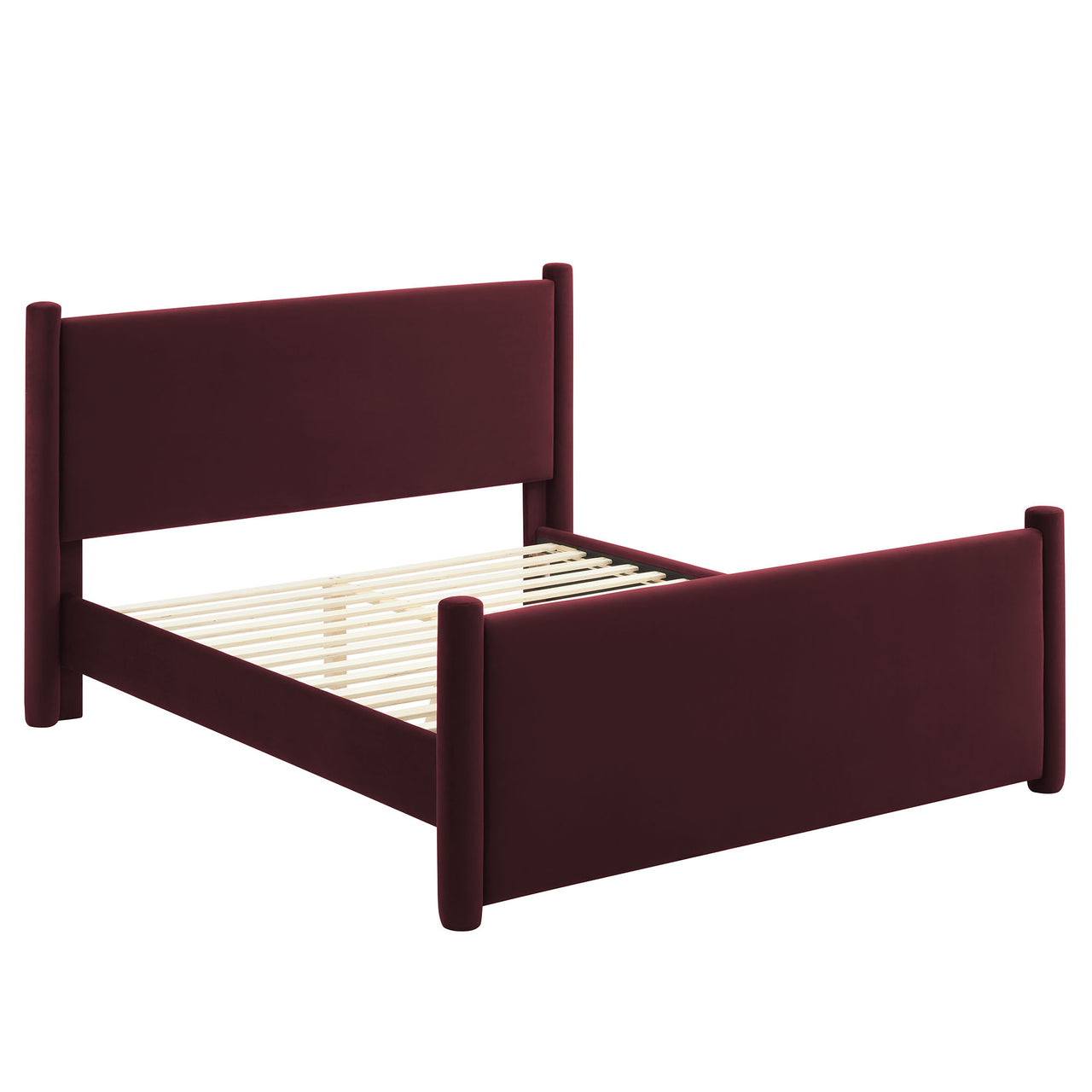 Rafael Upholstered Velvet King Platform Bed, Wine