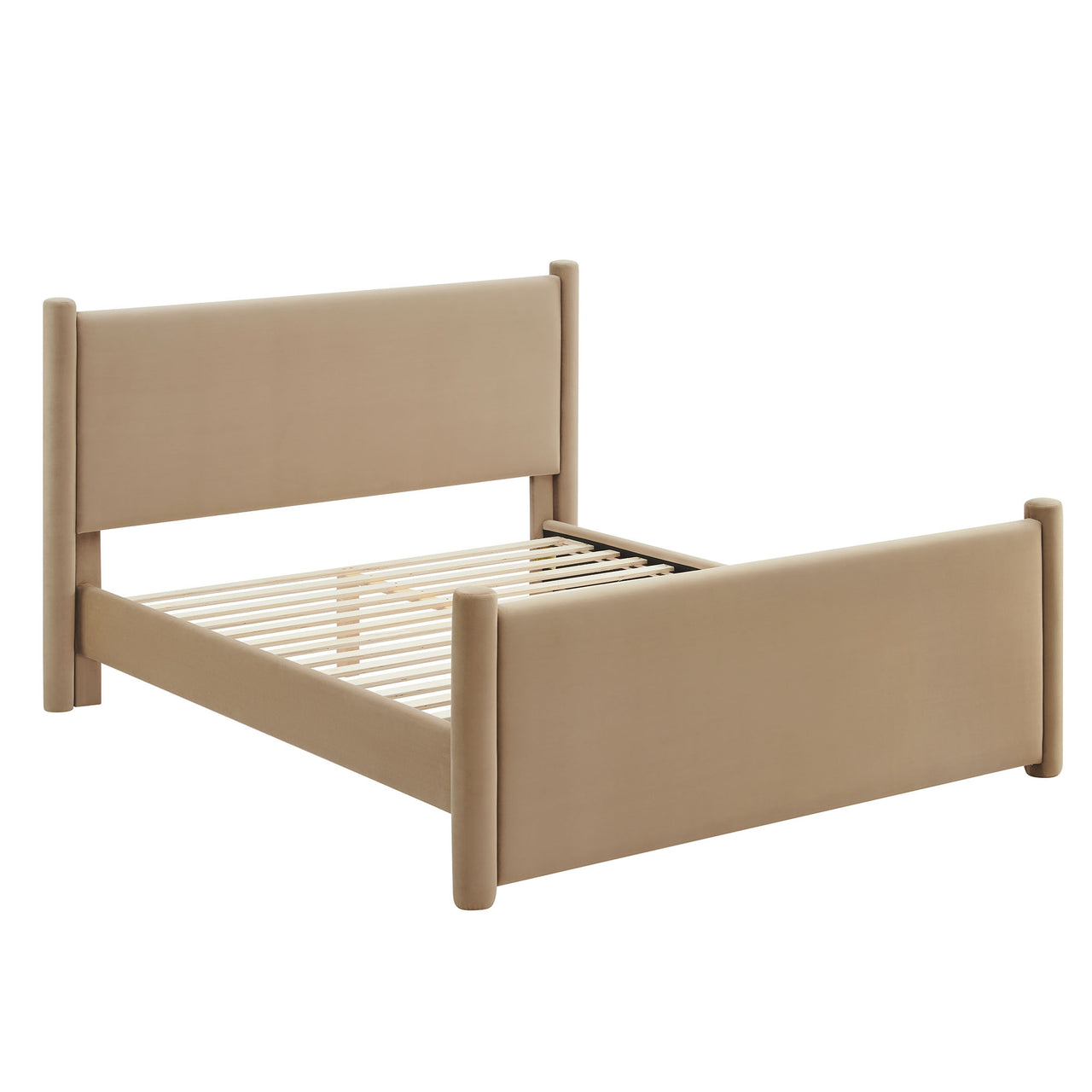 Rafael Upholstered Velvet King Platform Bed, Taupe