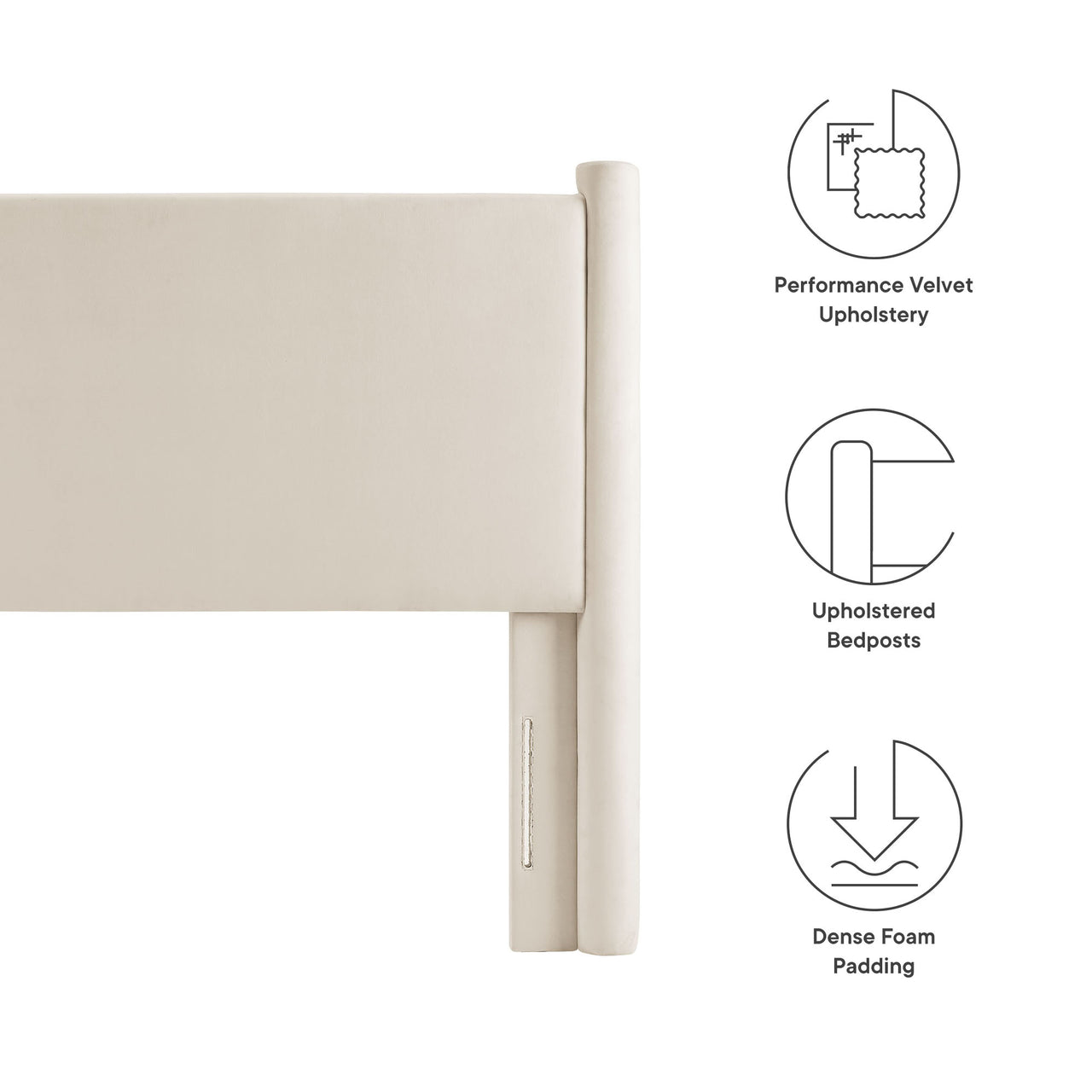 Rafael Upholstered Velvet Twin Headboard, Chalk