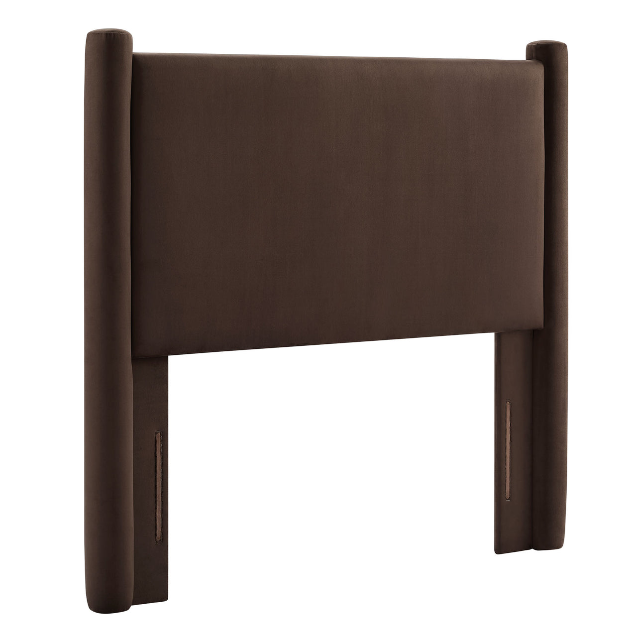 Rafael Upholstered Velvet Twin Headboard, Chocolate Brown