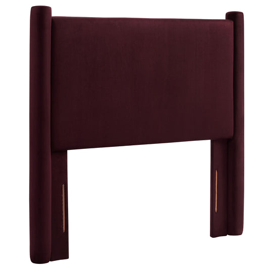 Rafael Upholstered Velvet Twin Headboard, Wine