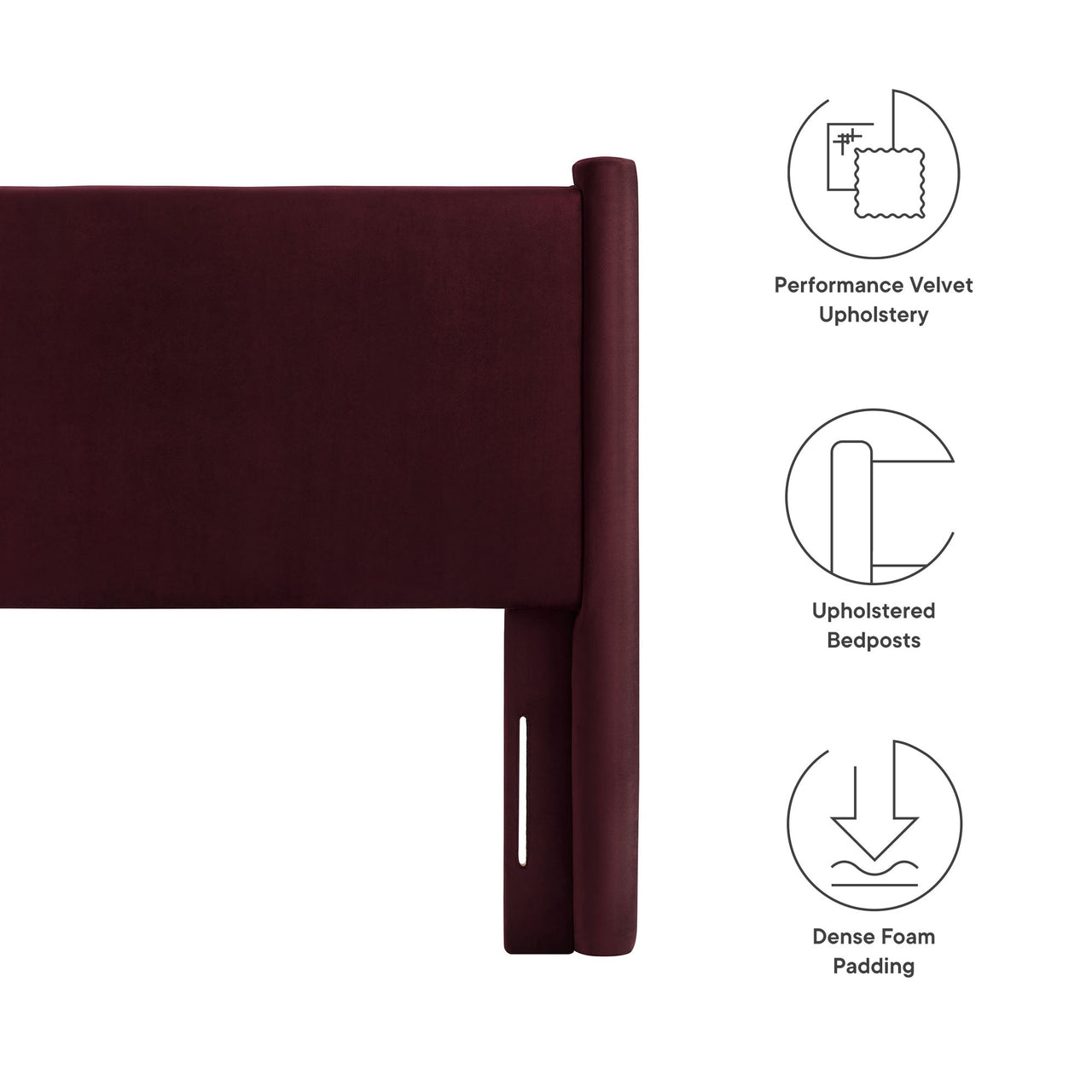 Rafael Upholstered Velvet Twin Headboard, Wine