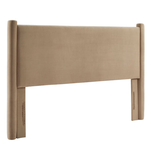 Rafael Upholstered Velvet Full Headboard, Taupe