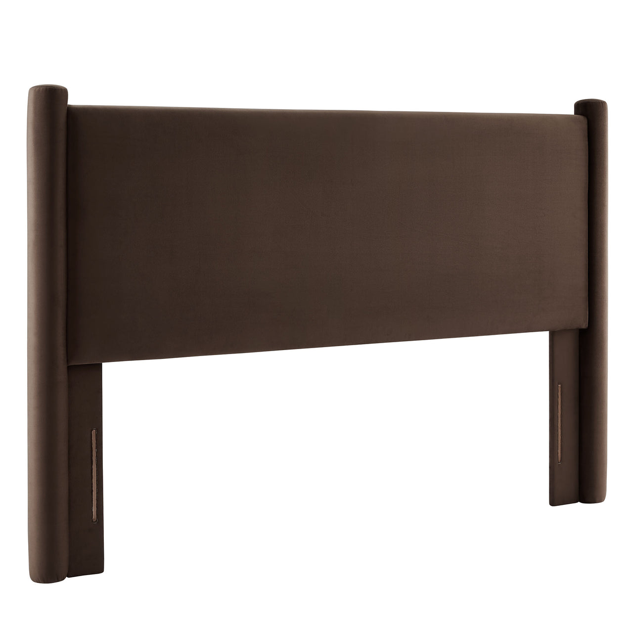 Rafael Upholstered Velvet Queen Headboard, Chocolate Brown