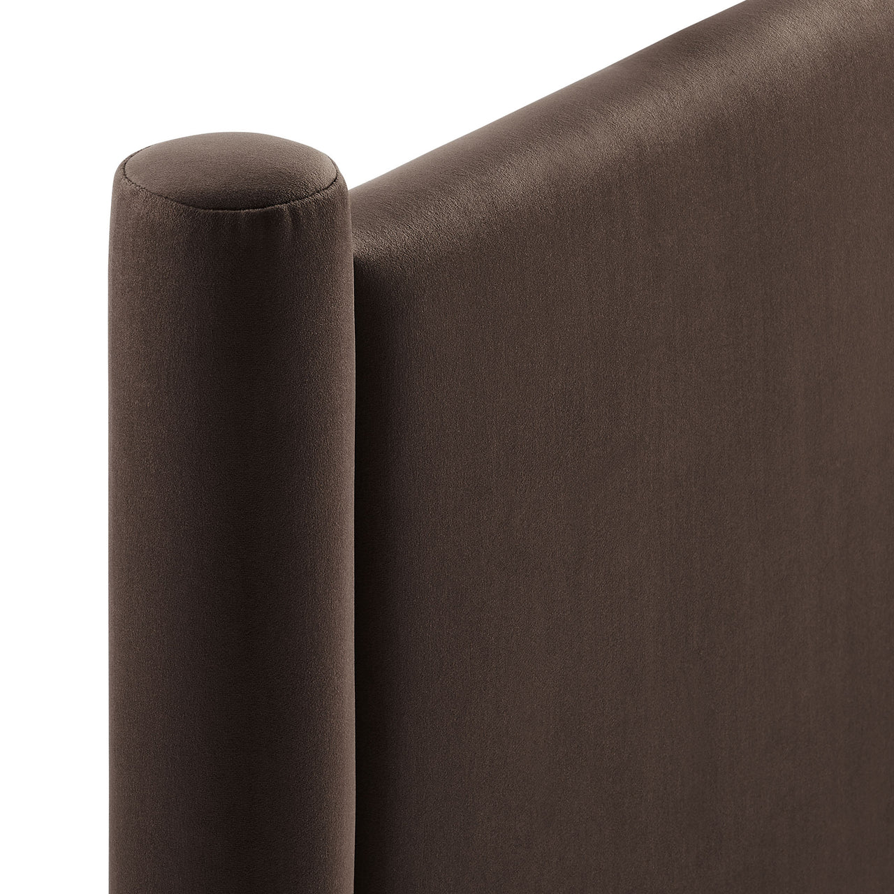 Rafael Upholstered Velvet King Headboard, Chocolate Brown