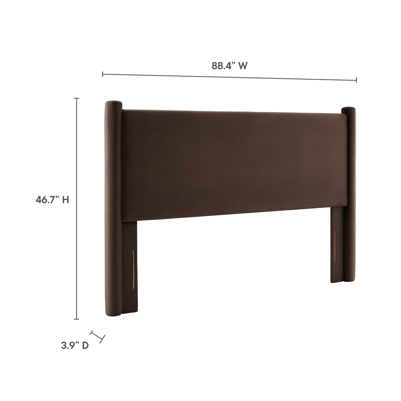 Rafael Upholstered Velvet King Headboard, Chocolate Brown