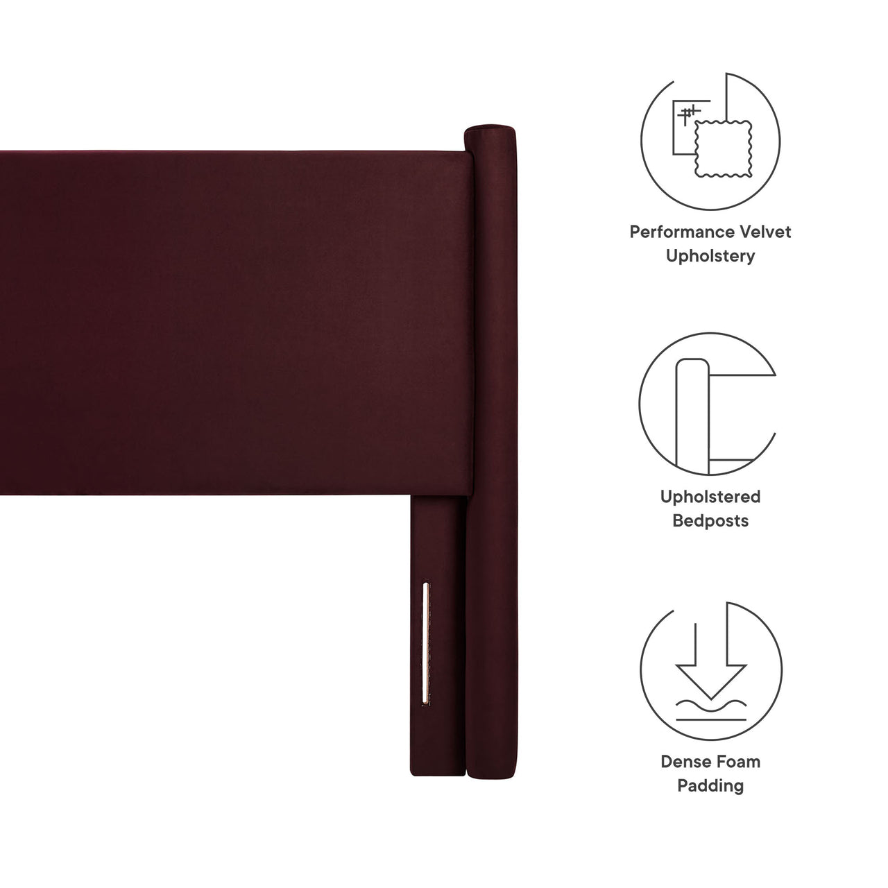 Rafael Upholstered Velvet King Headboard, Wine