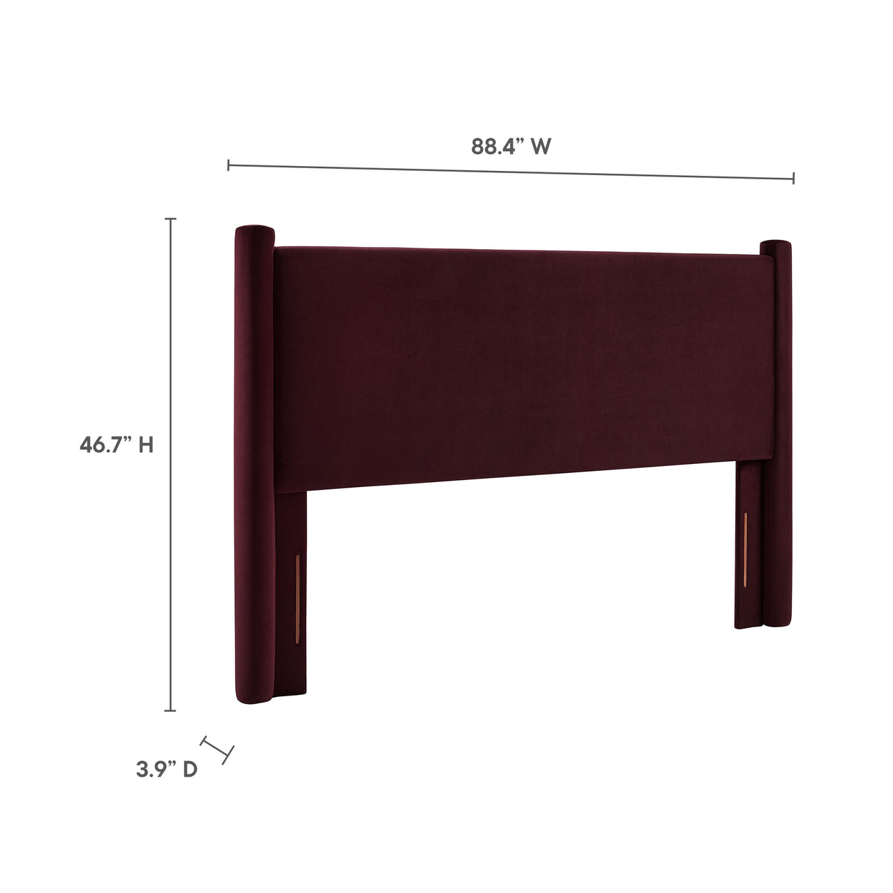 Rafael Upholstered Velvet King Headboard, Wine