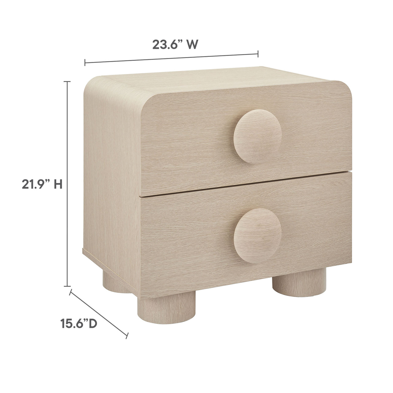 Button Nightstand, Cream
