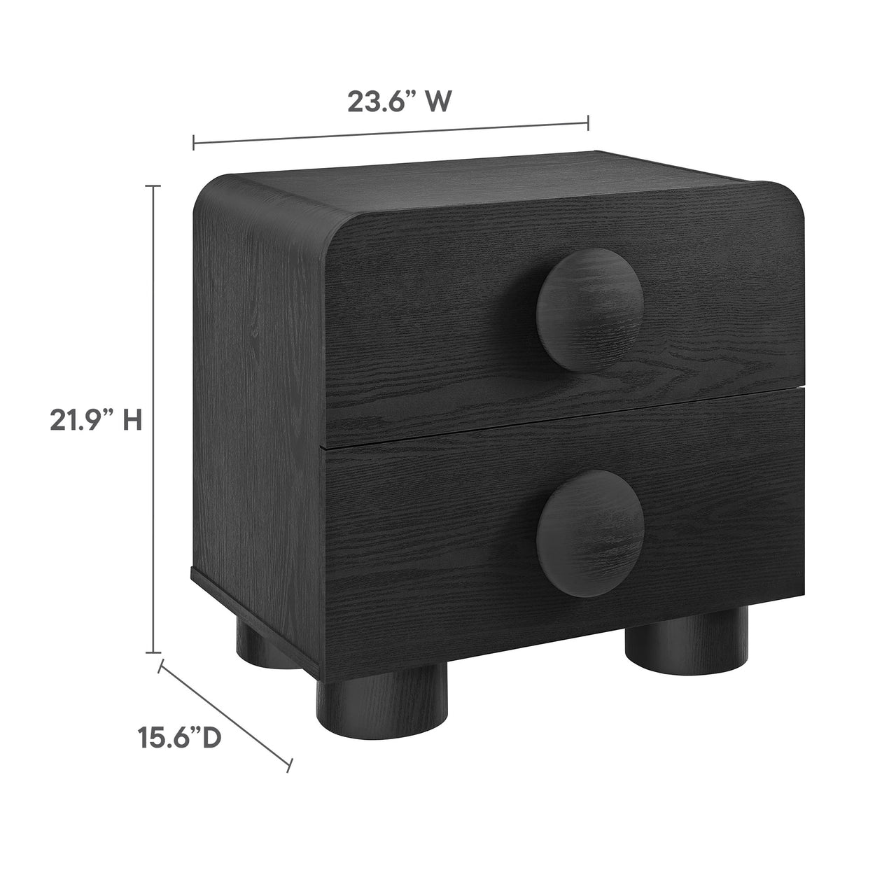 Button Nightstand, Black