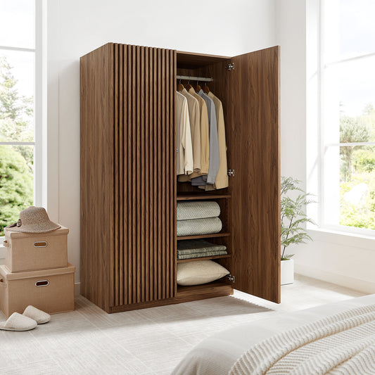 Render 2-Door Wardrobe Closet, Walnut