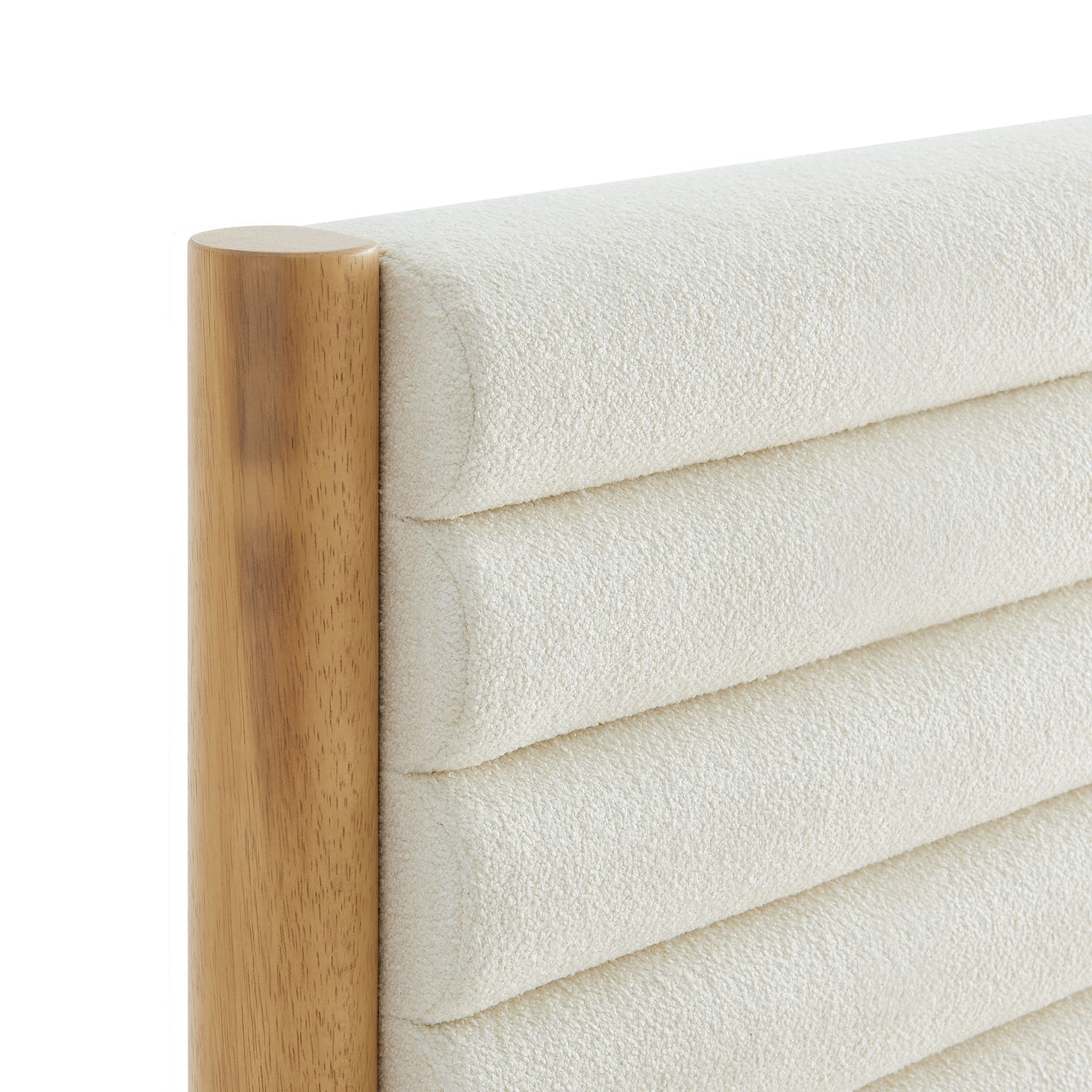 Surpass Upholstered Boucle Twin Platform Bed, White & Oak