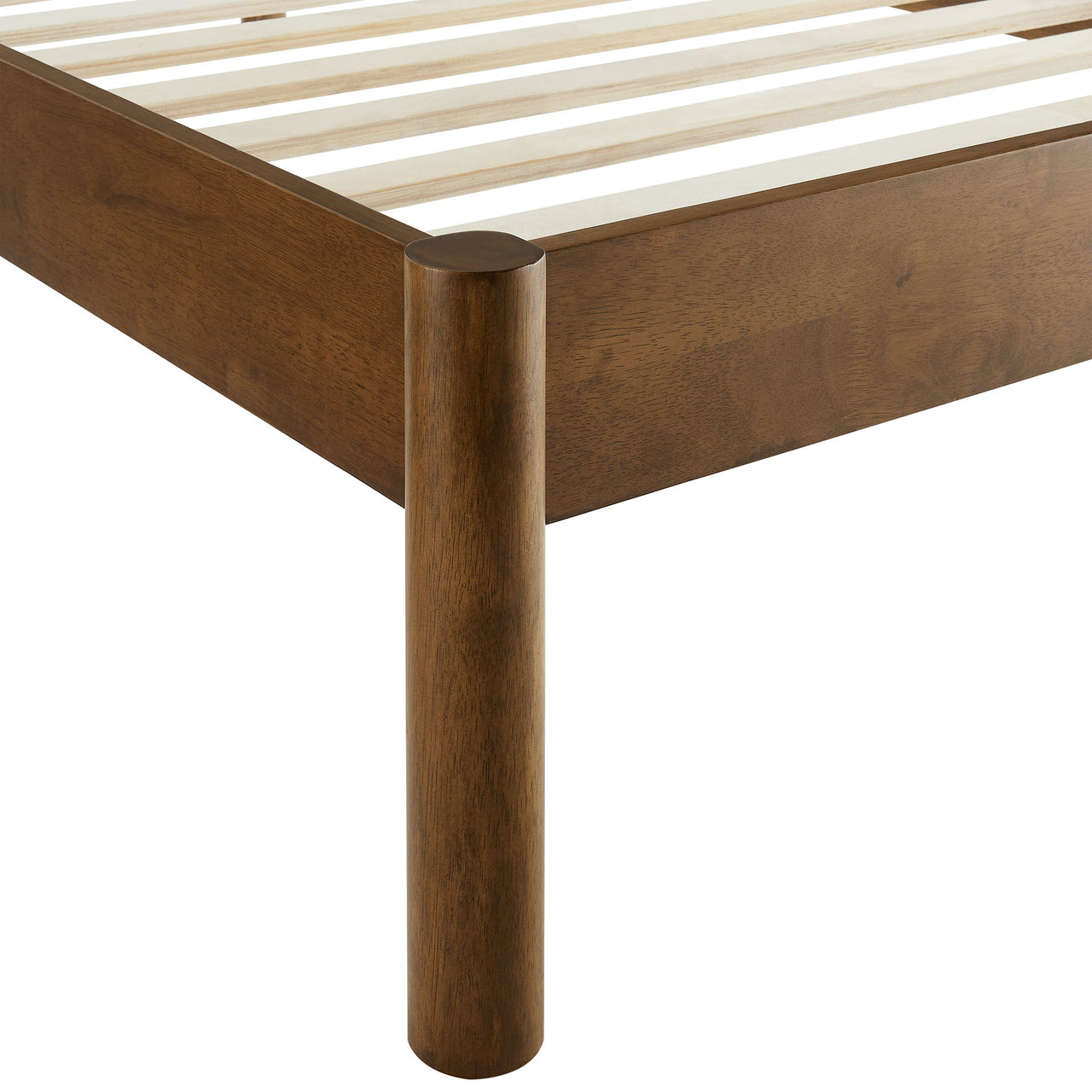Surpass Upholstered Boucle Twin Platform Bed, White & Walnut