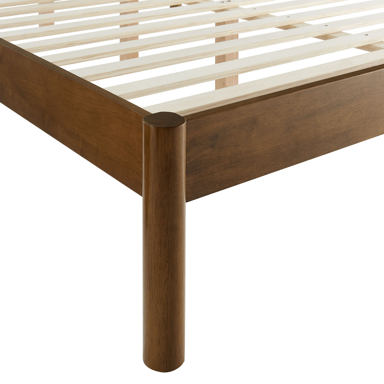 Surpass Upholstered Boucle Queen Platform Bed, White & Walnut