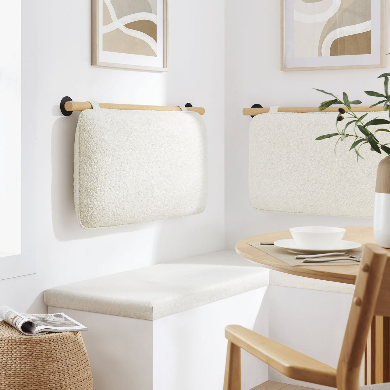 Counting Sheep Twin Headboard, Cream & Natural Wood