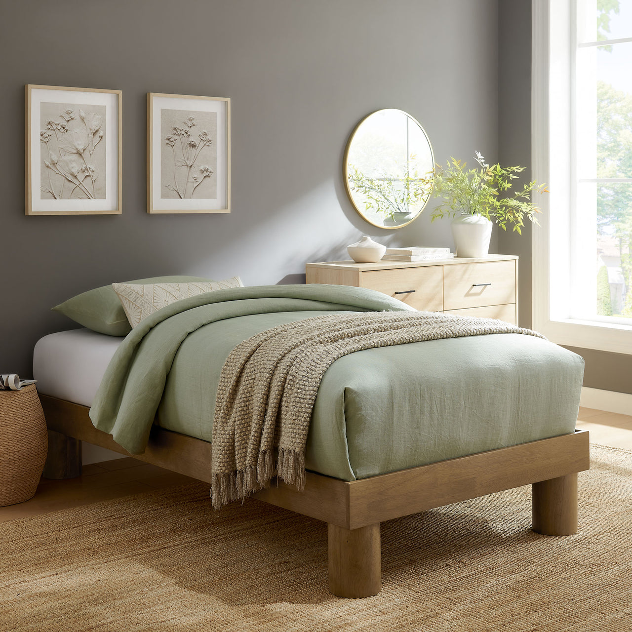 Boscage Twin Platform Bed, Oak