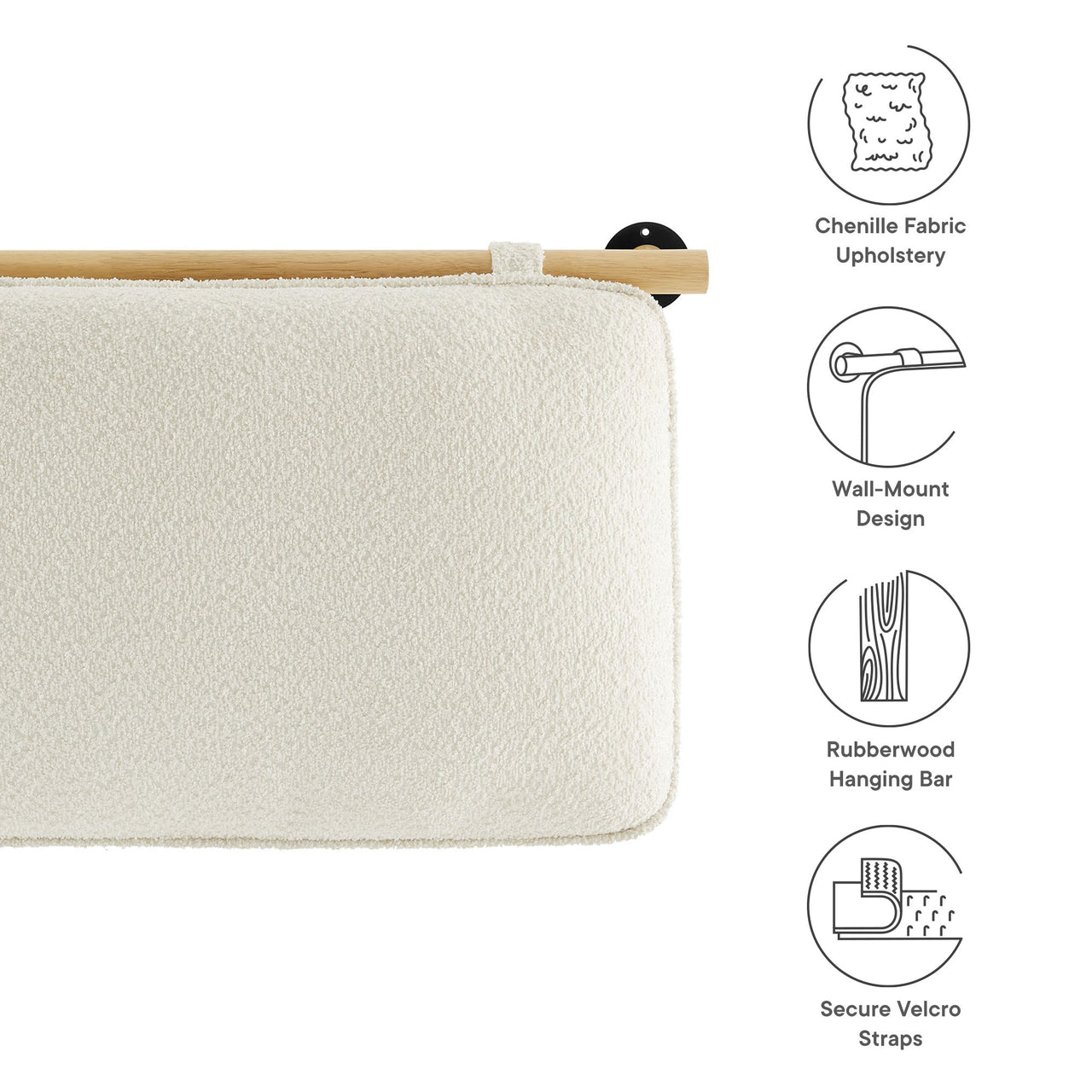 Counting Sheep Full Headboard, Cream & Natural Wood