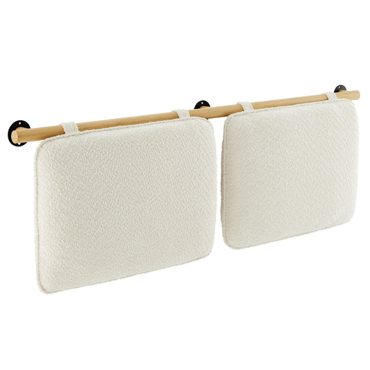 Counting Sheep Queen Headboard, Cream & Natural Wood